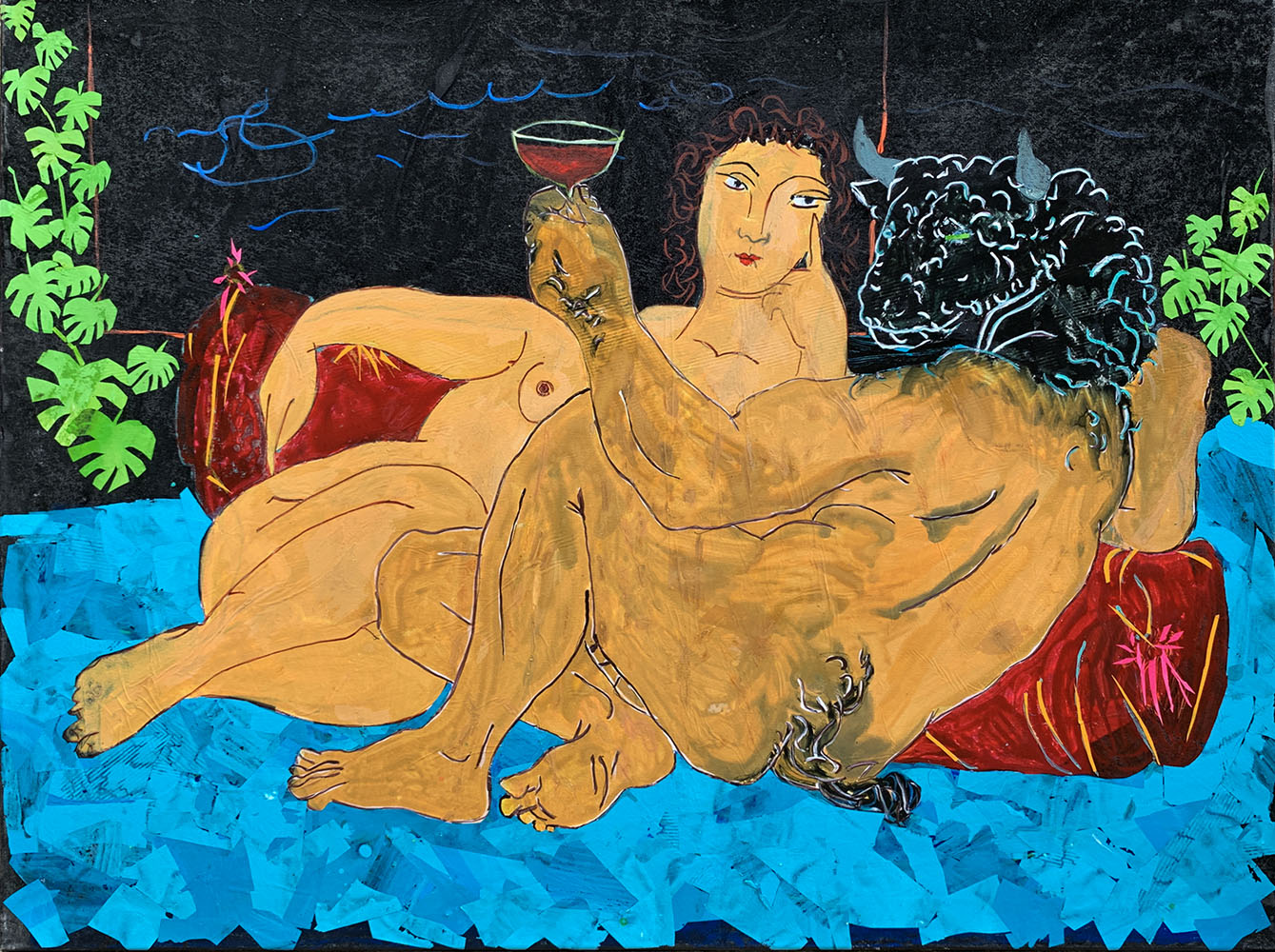 drinking minotaurus & lining woman