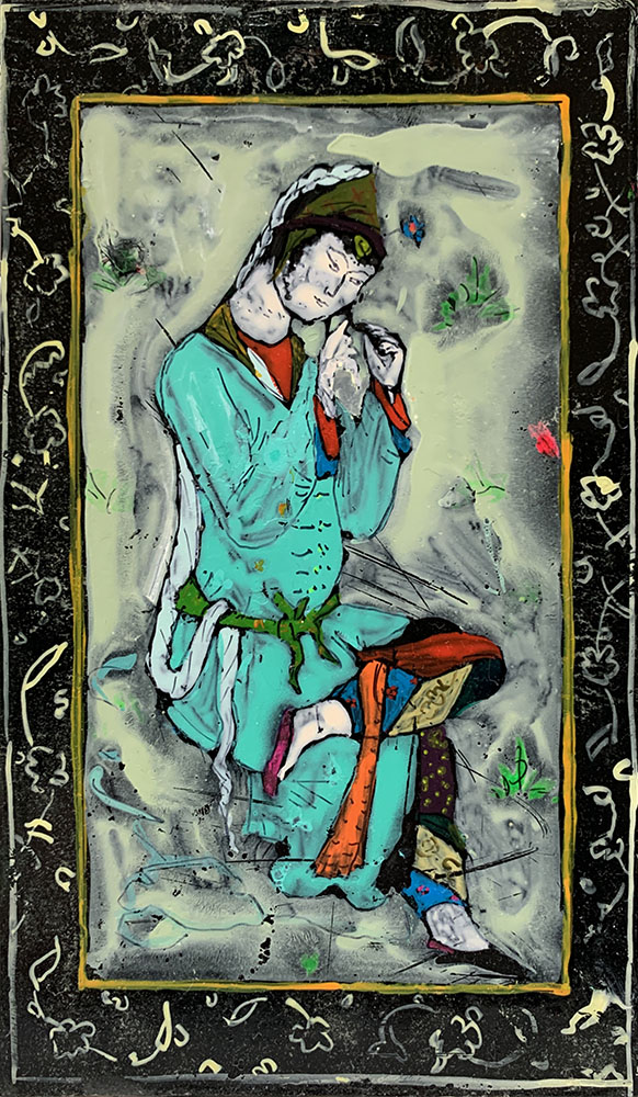 young woman styling her hair (nach Sadiqi Beg)